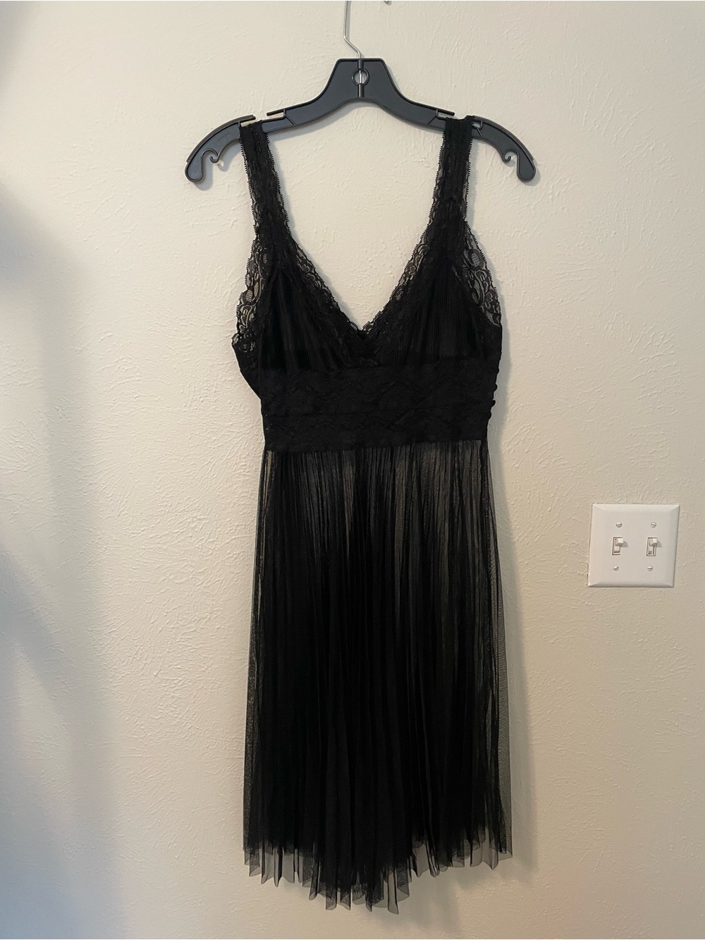 Pleated Sheer Lace Lingerie Dress Size M/L